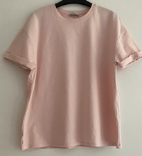 Zara Pale Pink T Shirt With Turn Up Sleeves Size Eur S