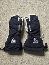 Hestra Army Leather Heli Ladies 3-Finger Ski Gloves, Black Size 6