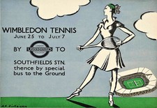 WIMBLEDON CHAMPIONSHIPS Lawn Tennis London Travel Poster Print Retro Wall Art