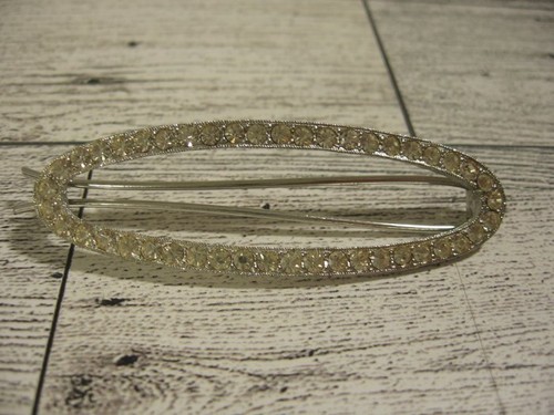 Vintage silver rhinestone clip - silver,