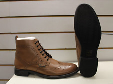 Men's Laced Brogue Boots Ben Sherman Tan Burnished Leather UK 9 EU 43