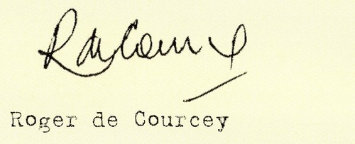 Roger courcey signed note - signed,