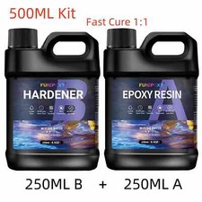Crystal Clear Epoxy Resin - 500ML Kit - (250ml A + 250ml B) - Fast Cure 1:1