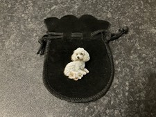 Handmade Cute Curly White Poodle Acrylic Flat Small Brooch Pin, Lightweight 3cm