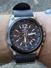 EDIFICE EFR-545 SOLAR PILOT / AVIATOR STYLE CHRONOGRAPH WATCH - GREY STRAP