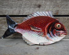 Vintage Original Ceramic Wall Hanging Decorative Glossy Hand Painted Fish #1