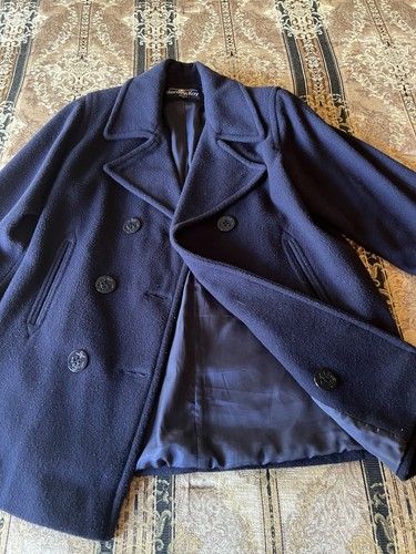 Navy pea coat vtg wool - vtg, womens
