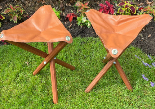 Pair wooden tripod stool - pair,
