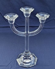Quality Villeroy & Boch Lead Crystal Clear Glass Three Arm Candelabra - 30cm