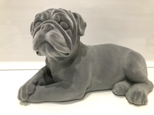 Grey velveteen pug - grey, ornament