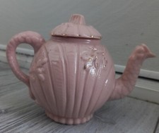 Vintage miniature porcelain Tea Pot Fish Dusty Pink