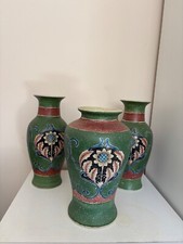 Set of 3 Large green vases