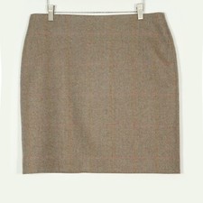 Beaver of Bolton Johnston Scottish Tweed Skirt - Wool - Herringbone Brown - UK14