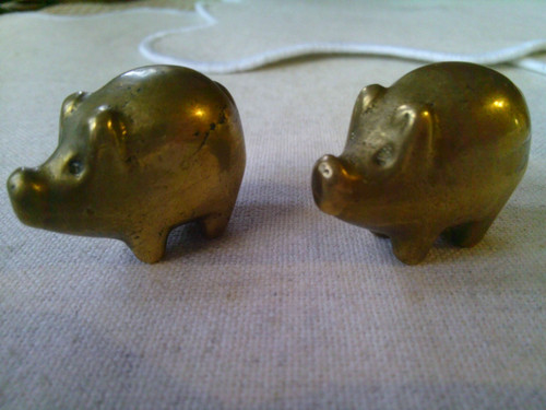 Vintage solid brass pig small - vintage,