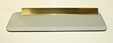 Glass Floating Shelf Wall Mounted Black Glass with Wide Brass Support 46 x 16cm