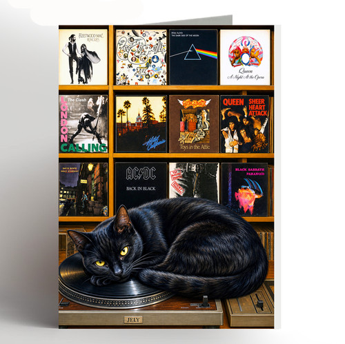 Black cat birthday card - cat,