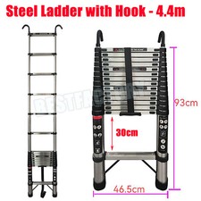 4-5M Heavy Duty Multi-Purpose Steel Telescopic Folding Ladder Extendable W/ Hook