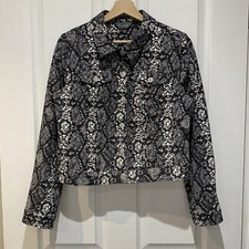 Ruth Langsford Snake Print Denim Style Jacket Grey Black Size UK14