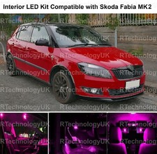 PINK PURPLE PREMIUM LED INTERIOR UPGRADE LIGHT COMPATIBLE WITH SKODA FABIA MK2