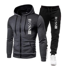 Men Zipper Hooded 2 Pieces
