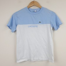 LACOSTE T-Shirt Boys 14 Years Blue White 100% Cotton 164cm Tee Alligator Logo