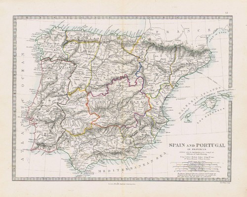 Spain portugal antique - spain, map