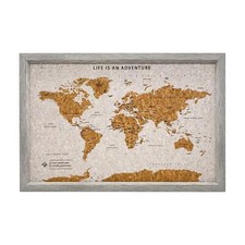 World Travel Map Pin Board Pins Splosh Personalised Planner Maps Cork Grey