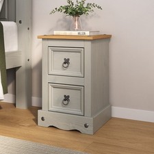 Corona Grey Bedside Cabinet 2 Drawer Bedroom Drawers Side Table Nightstand Wax