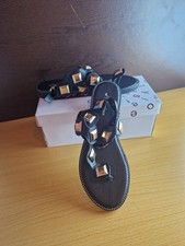ladies black studded sandals