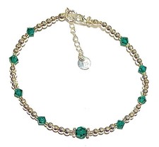 sterling silver and emerald green bracelet 925