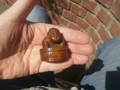 Hand carved wood netsuke a - hand,