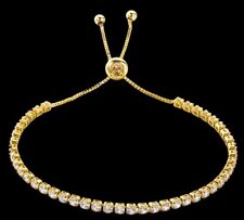 18ct Gold, durable Cubic Zirconia Tennis Bracelet Men Women Ladies +FREEBIES