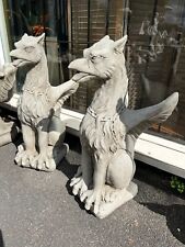 Stone Gargoyles Pair sitting eagle dragon Entrance Castle stately home pieces