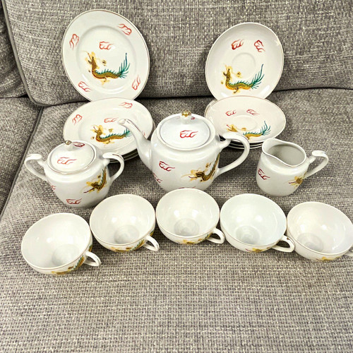 Porcelain dragon tea - set, 5