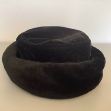 Black Winter Plush Hat Faux