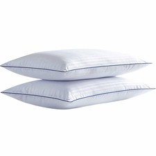 Thin Flat Bed Pillows Queen Size Set of 2 Pack for Sleeping, Squishy Fluffy P...