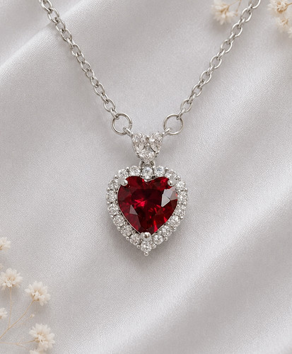 Ruby red heart - red, cz