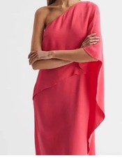 REISS DEEP CORAL OFF SHOULDER CAPE MAXI DRESS SIZE 14