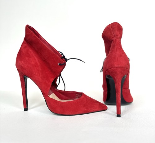 Red suede leather zara women - red,