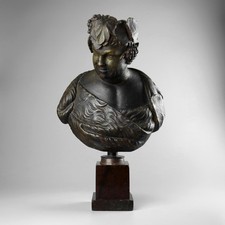 Antique 18th Century Grand Tour Carved Wood Sculpture Bust of Bacchus