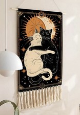 Boho Cat Tapestry Abstract Art