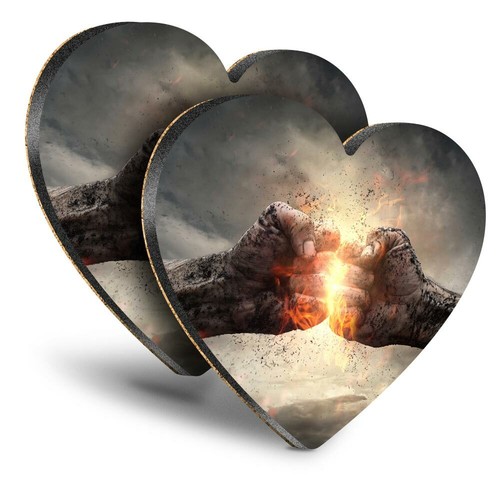 Heart mdf coasters fire - 2x,