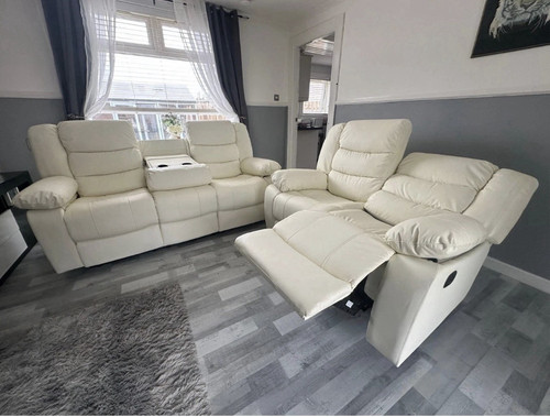 Recliner cream leather - recliner,
