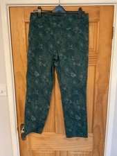 Mr Max Floral Print Straight Leg Modern Stretch Trouser Green Size 14. QVC. BNNT