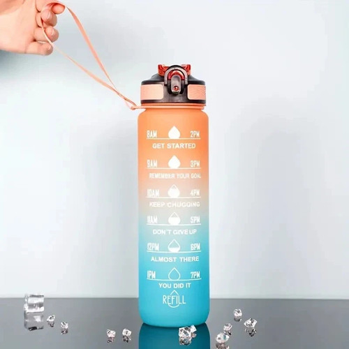 Water bottle with straw - water,