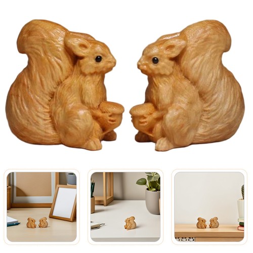 2pcs squirrel figurine wooden - figurine:,