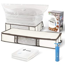 VOUNOT 2 Large Underbed Storage Bags and 2 Vacuum Storage Bags for Duvets, Cloth