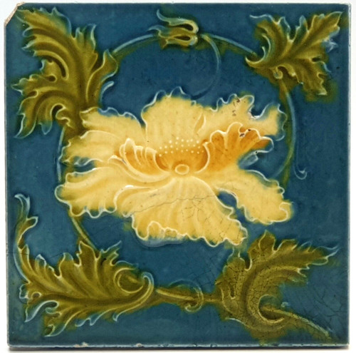 Antique fireplace tile moulded - antique,