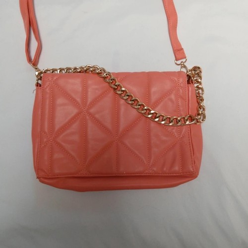 Orange coral handbag with - coral, gold
