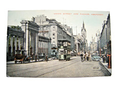 Postcard. Union Street, ABERDEEN. Tram & motor cars. Posted. VG.